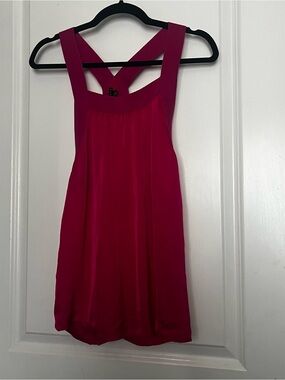 Theory Magenta Cross-Back Mini Dress